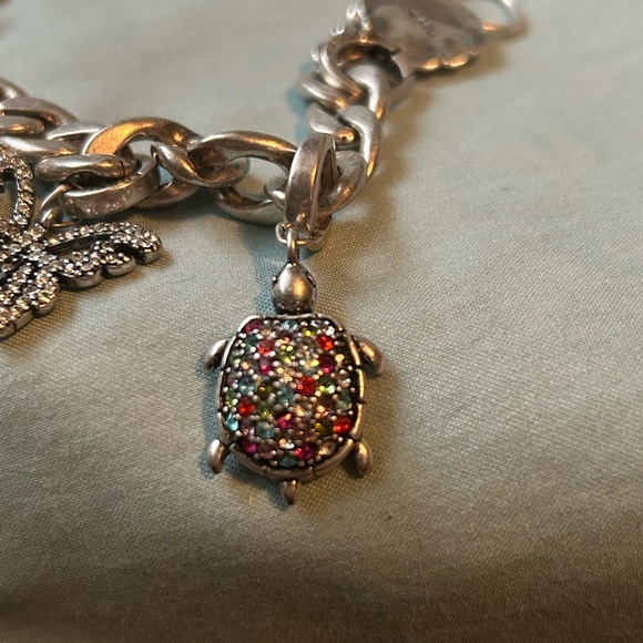 Fossil Silver Charm Bracelet with Pink and Purple Accents - Picture 11 of 12